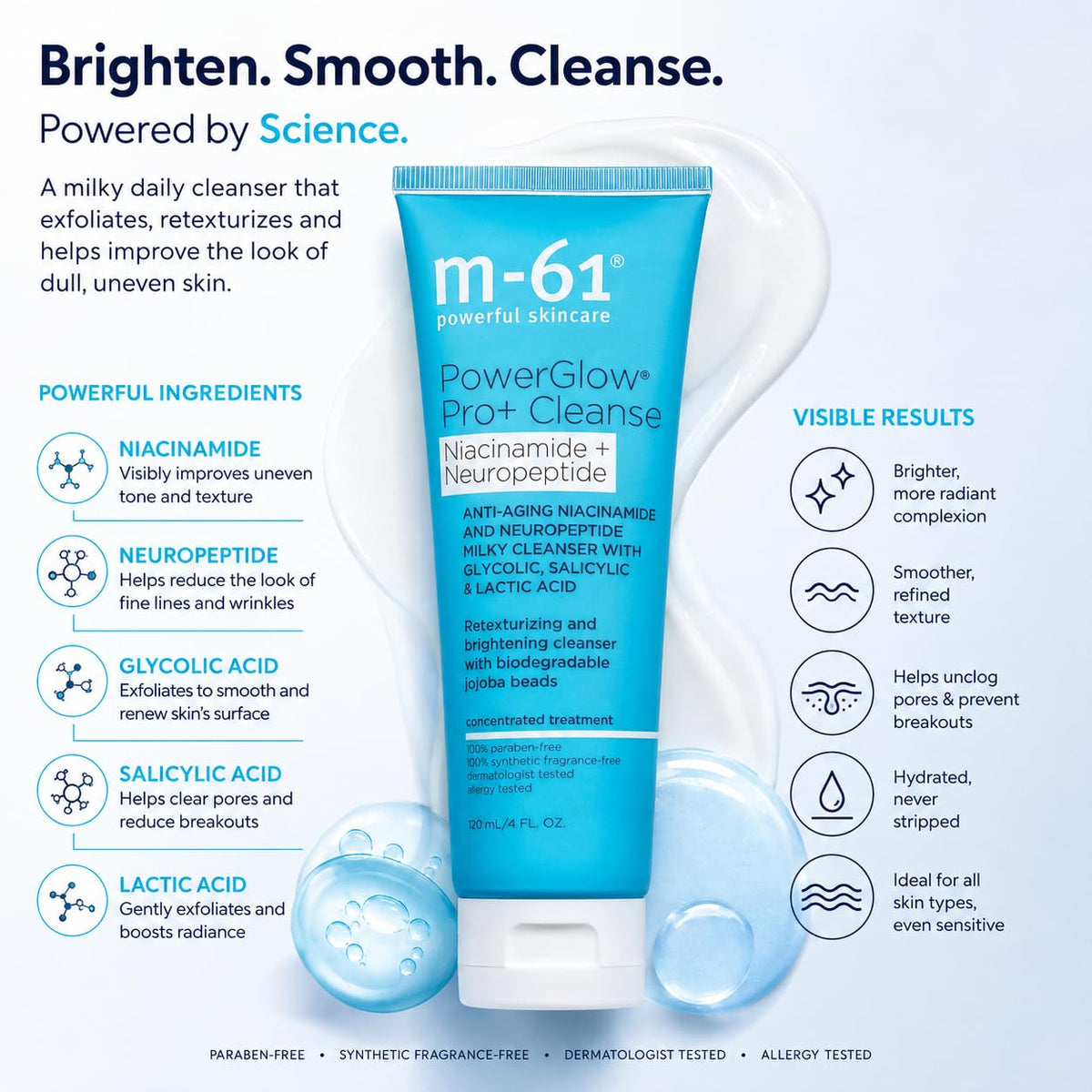 m-61 PowerGlow Pro+ Cleanse Deep Cleansing Exfoliating Face Wash, 4 Fl. Oz – product photo (Scrubs)