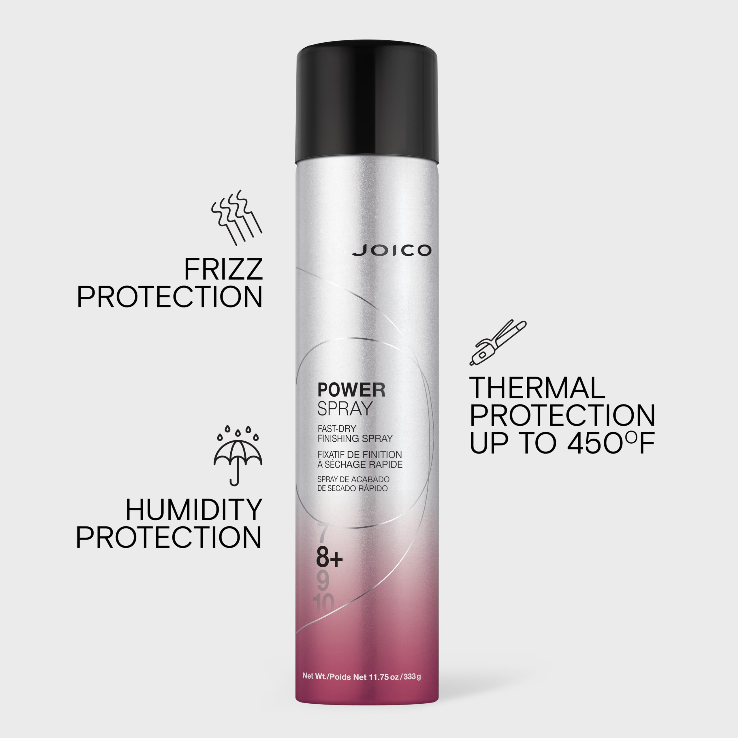 Joico Power Spray fast-dry finishing spray in 11.75 oz bottle, used for styling and hold in hair.