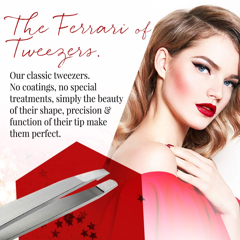 Rubis Switzerland Slanted Tip Tweezer-Silver – full view