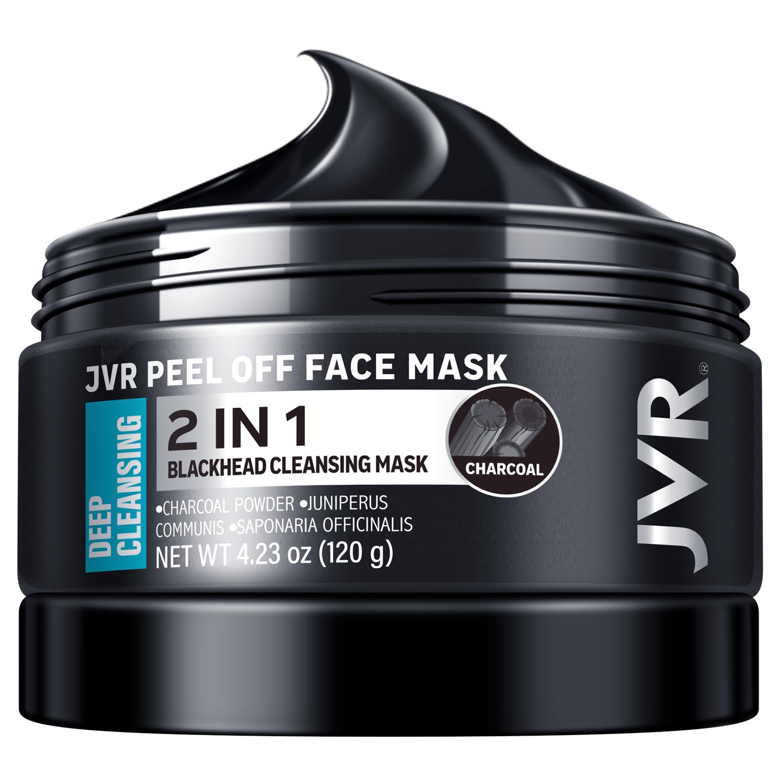 JVR Peel Off Face Mask, Blackhead Mask for Men, Charcoal Peel - Product Imagery