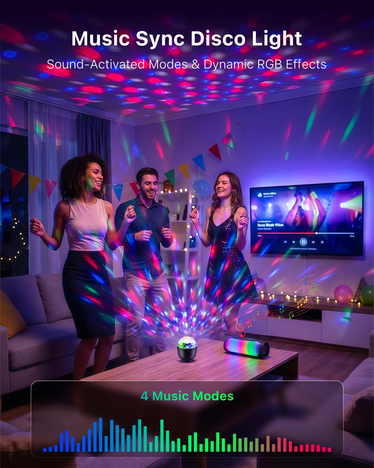FALOVE 2 Pack Cupcake RGB Disco Ball Lights for Party & Ambient Night Light – full view