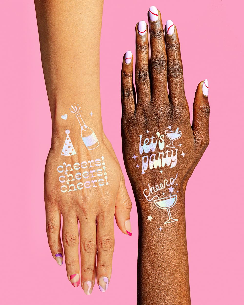 xo, Fetti Cheers Party Temporary Tattoos - 52 iridescent styles | Bachelorette Party Supplies, Birthday Party Favors, Di