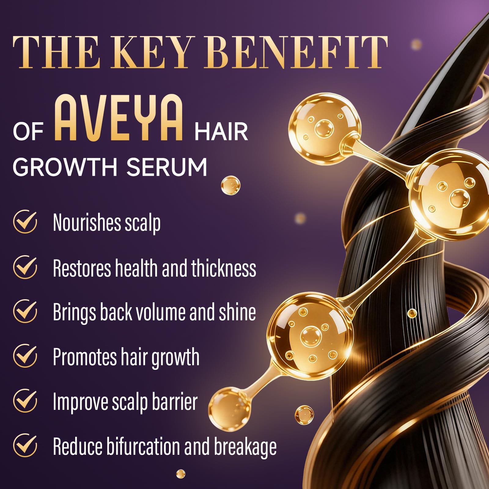 AVEYA Hair Growth Spray with rosemary oil, rice water, batana oil, and biotin for scalp, promotes thick, strong hair, 60ml bottle.