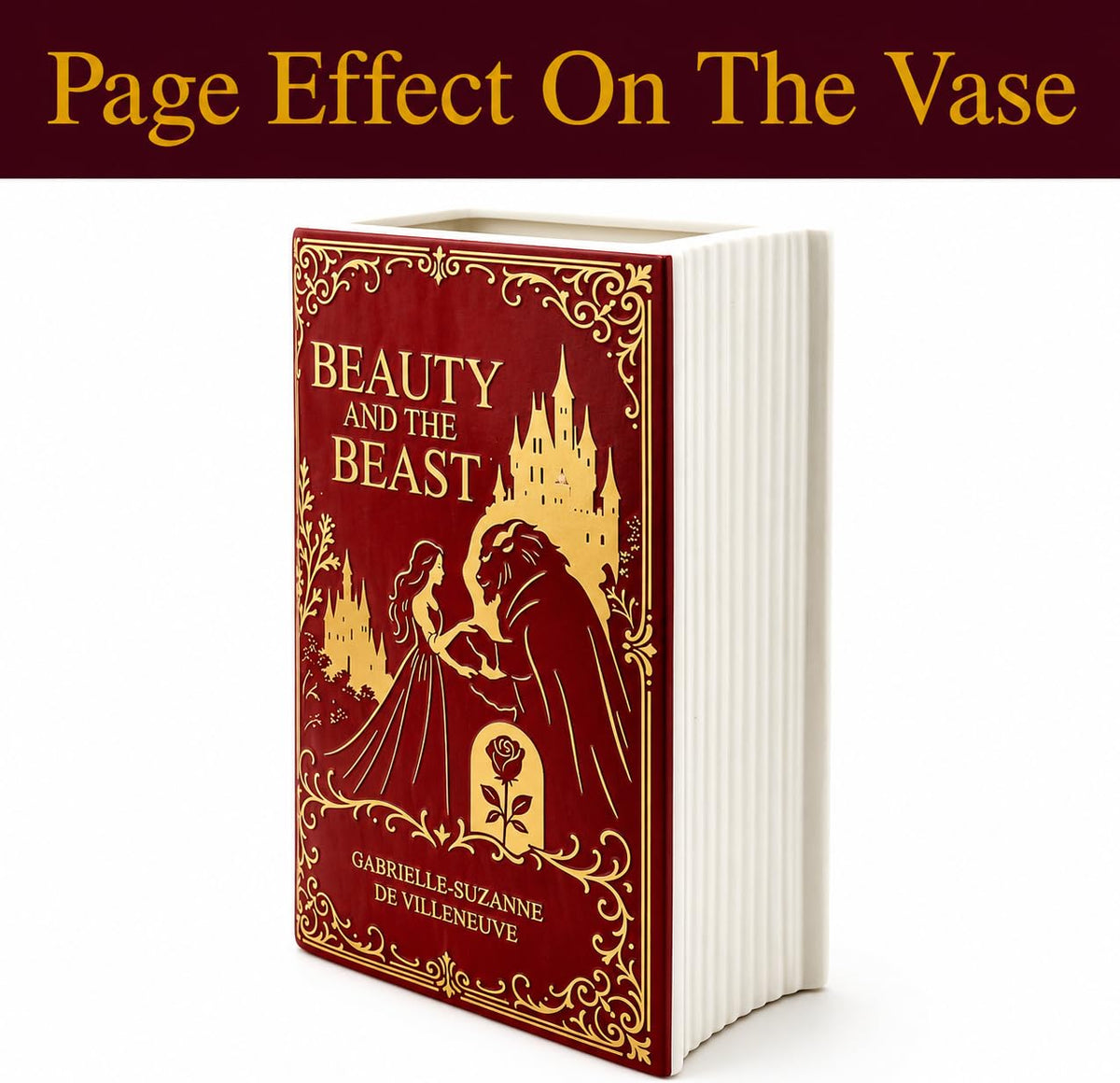 ASVP Shop Beauty and the Beast Inspired Book-Shaped Ceramic Vase – Decorative Floral Vase for Home & Bookshelf Décor, Un