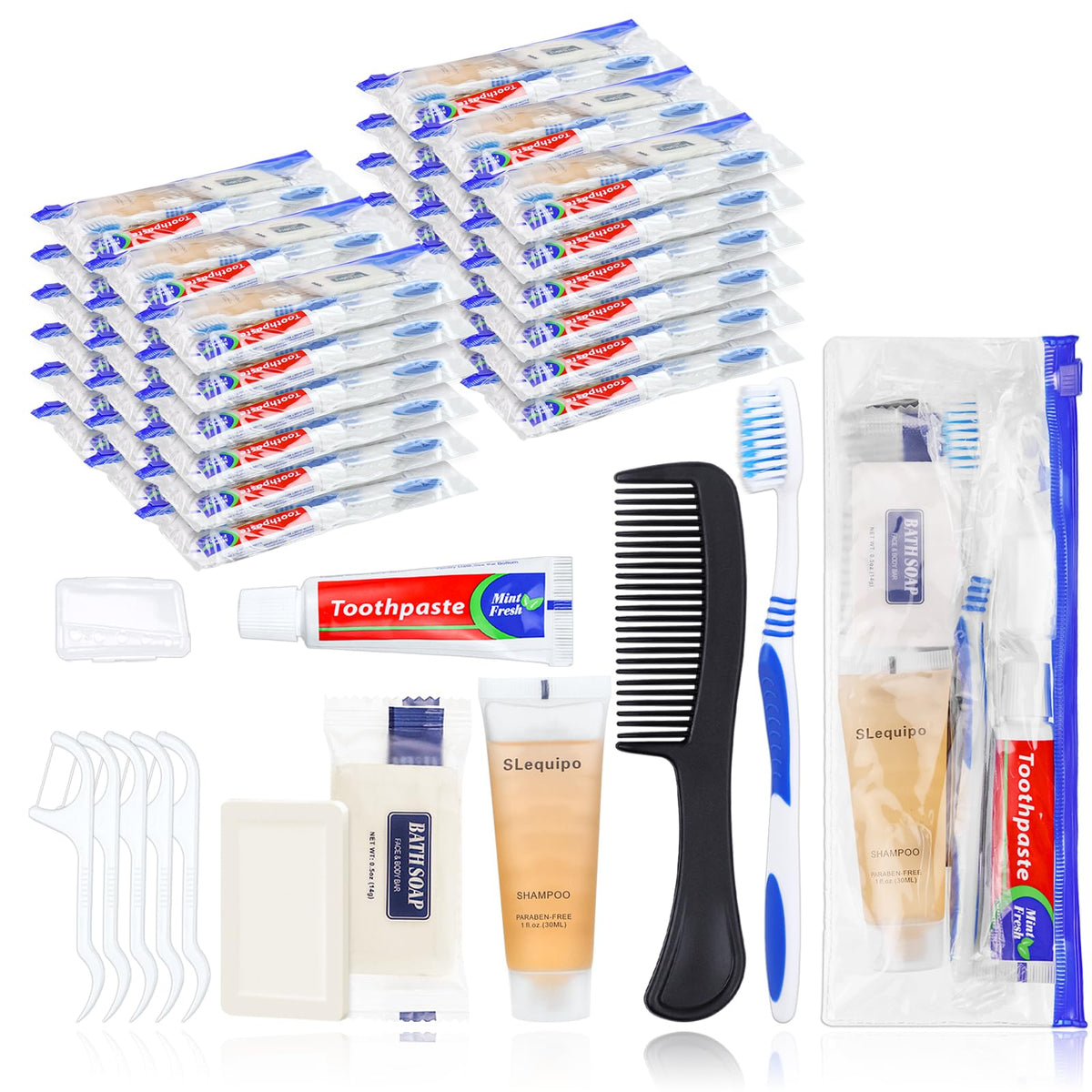 SLequipo PACK of 25 Hygiene Kit, Hygiene Kit Bulk, Individually Packed – product photo (Manual Toothbrushes)