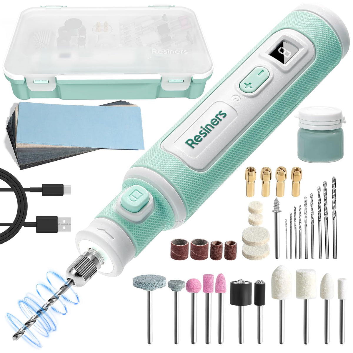 Resiners 52pcs Cordless Rotary Tool Kit for Resin Jewelry DIY Crafts – product photo (Rotary Tools)