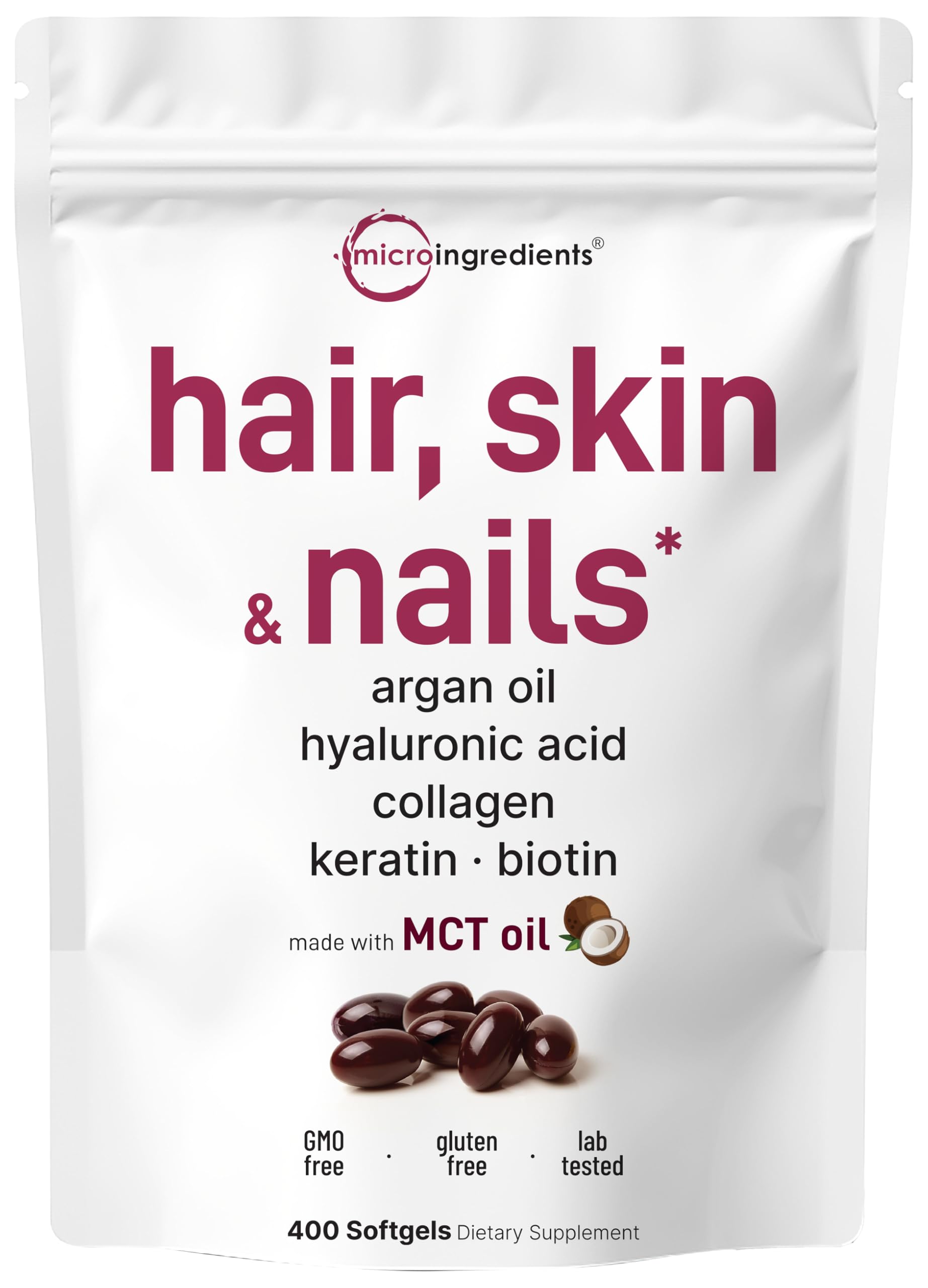 Micro Ingredients 21-in-1 Hair Skin Nails Softgels 400ct