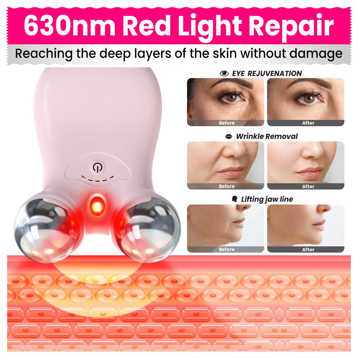 Microcurrent Facial Device Latest Red Light Technology - Hunvva Official Imagery - 6