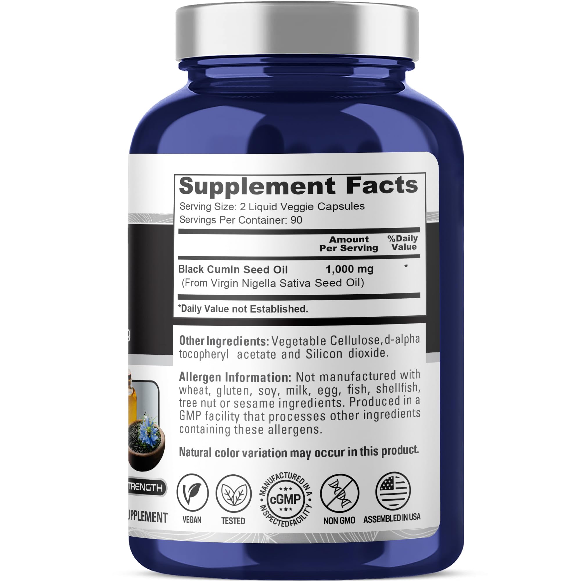 Black Cumin Seed Oil, 1000mg, 180 Liquid Veggie Capsules - 90 Servings