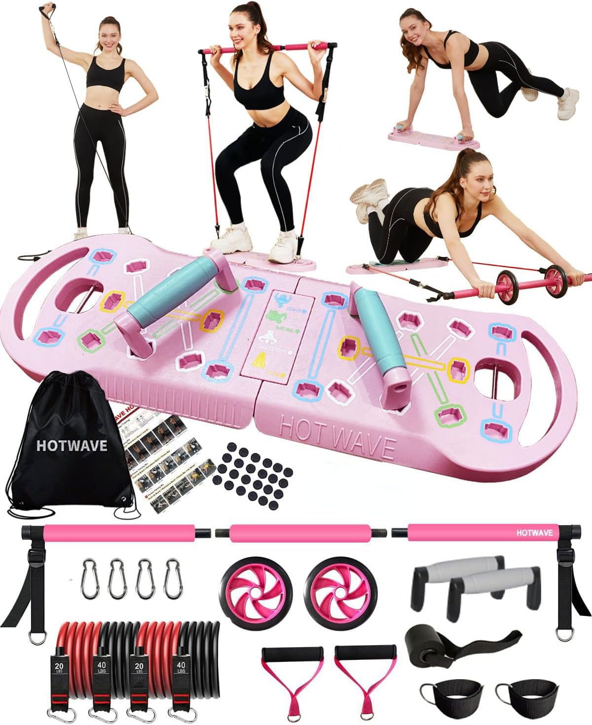 HOTWAVE Push Up Board, Portable PushUp Board, Foldable 20 in 1 Push Up Bar – alternate angle
