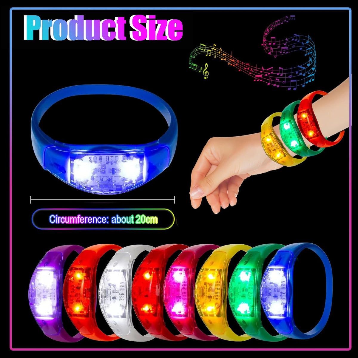 50 PCS Voice Activated Sound Control LED Flashing Bracelet - Dhseinat Official Imagery - 7