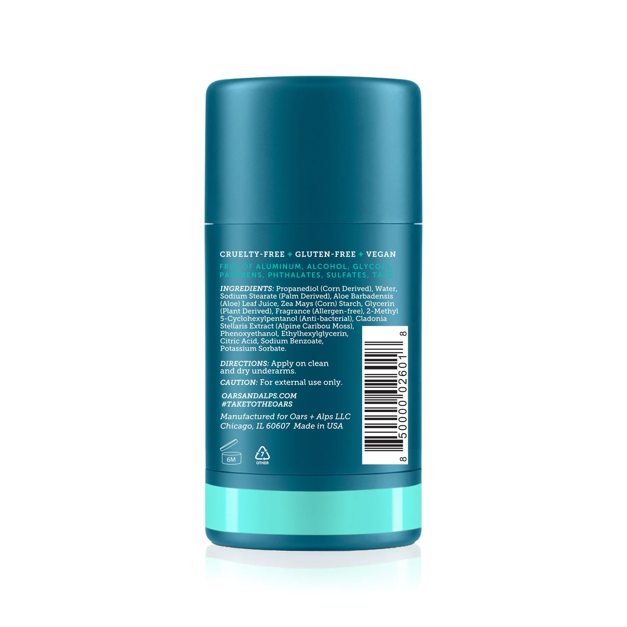Oars + Alps aluminum-free men's deodorant clear 2-pack, 2.6oz sticks with clean, natural scent for daily body odor protection