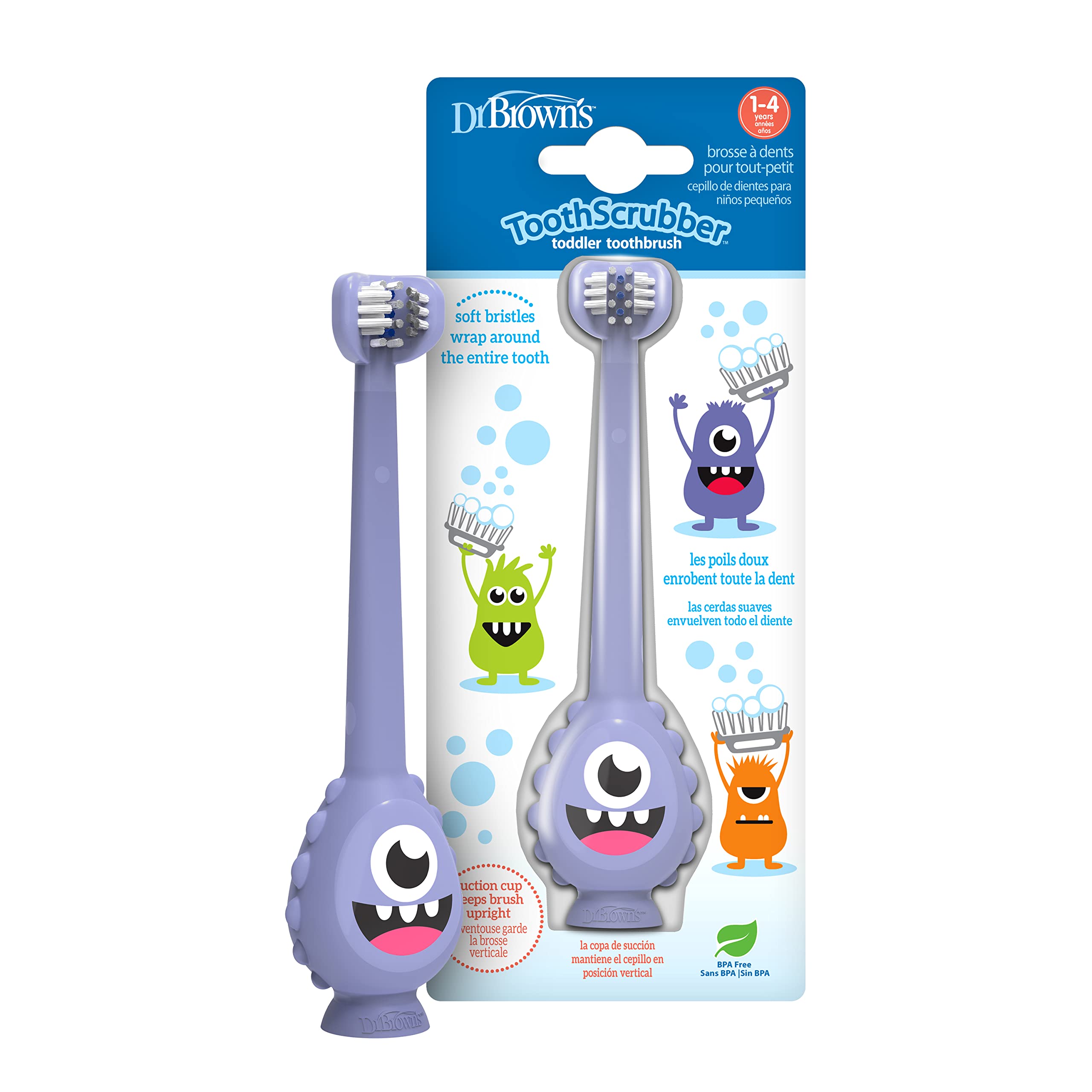 Dr. Brown's ToothScrubber Toothbrush, Three-Sided Toddler - Product Imagery