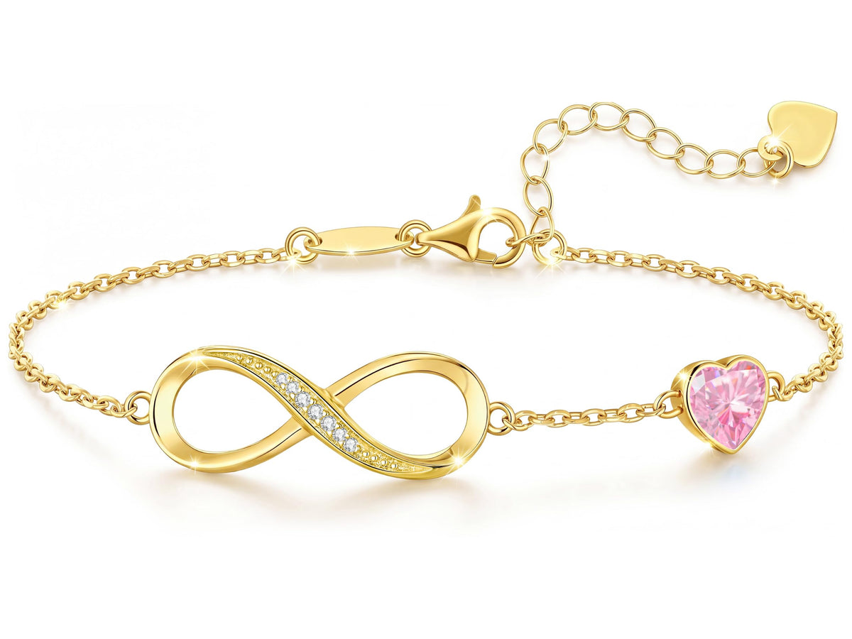 CDE Birthstone Infinity Bracelet 14K Gold Plated Jewelry Gift for Women – product photo (Link)