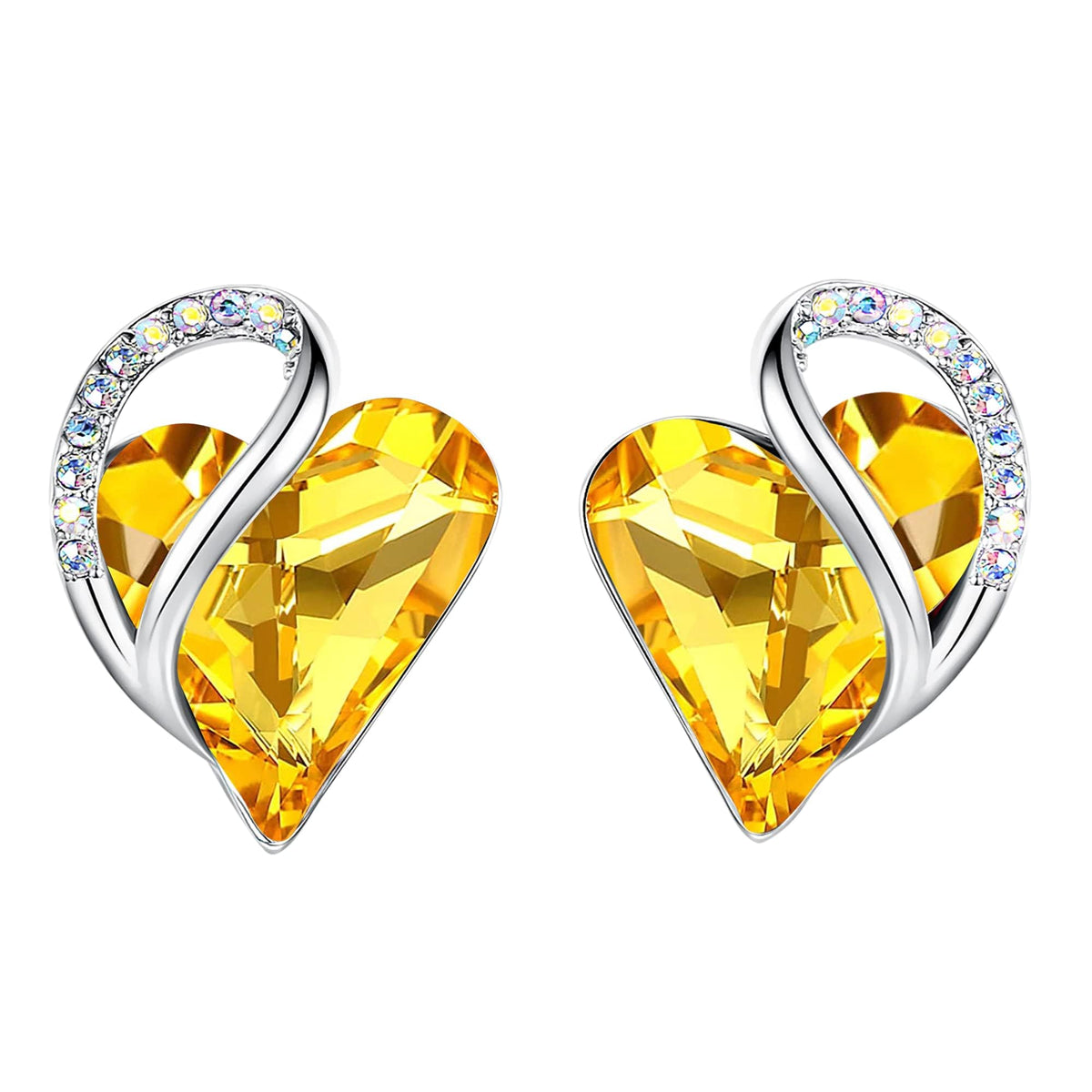 Leafael Infinity Love Heart Stud Earrings for Women, Birthstone and Healing Stone, Gifts for Mom, Wife, and Her, Silver 