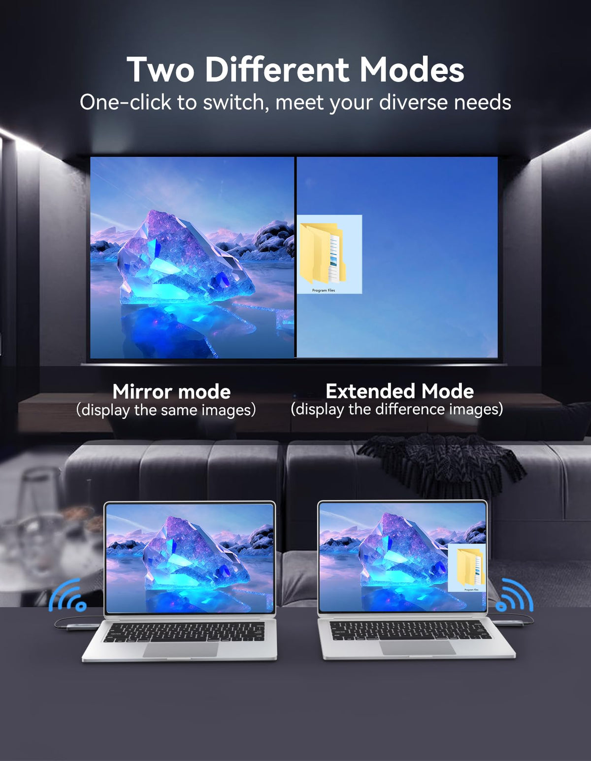 Wireless HDMI Transmitter and Receiver 4K, FIGEBNY Wireless HDMI Extender Sender Kit 2.4G/5G for Streaming Video Audio t