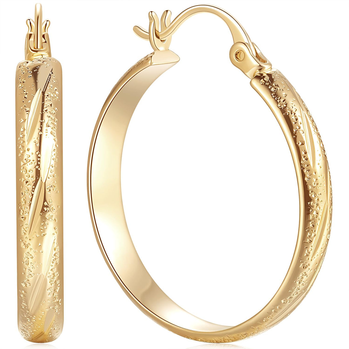 DZCYAN Gold Hoop Earrings for Women 14K Gold Hoop Earrings for Women – k gold, 25MM