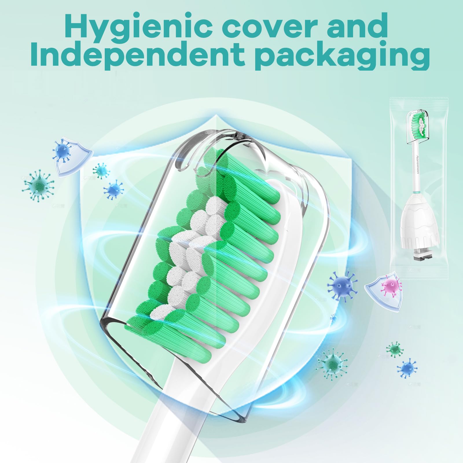 Aoremon toothbrush heads for Philips Sonicare E-Series, 8-pack, compatible electric toothbrush replacement heads with soft bristles