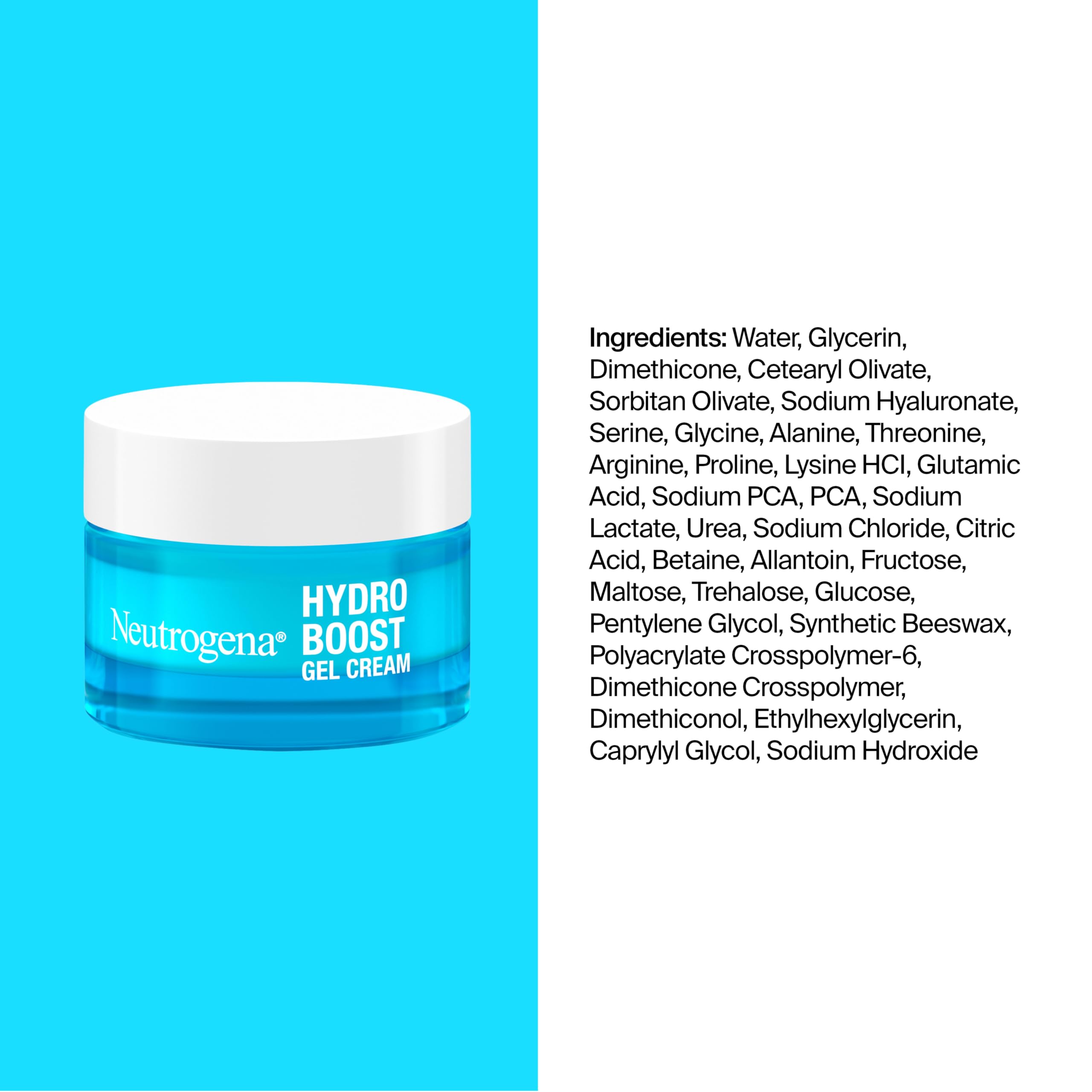Neutrogena Hydro Boost Gel Cream and cleanser set, 1.7oz, featuring hydrating moisturizer and facial cleanser in sleek packaging.