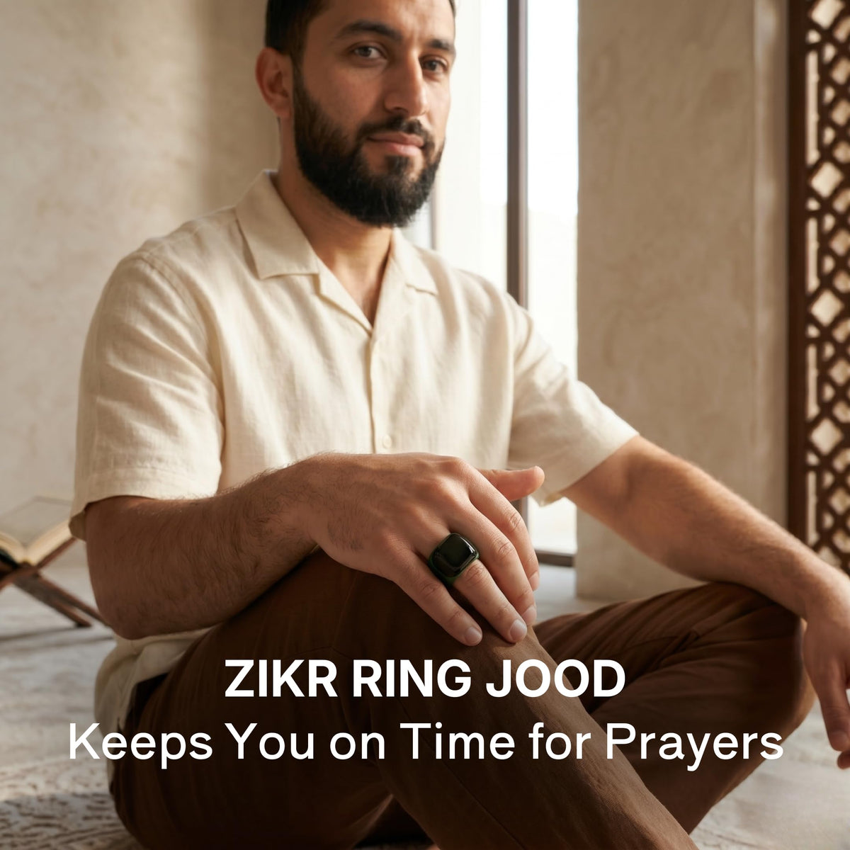 TAKVA - Zikr Ring Jood | Improved, Smart Tasbih Ring (Interchangeable Ring sizes) (Green) – packaging and label