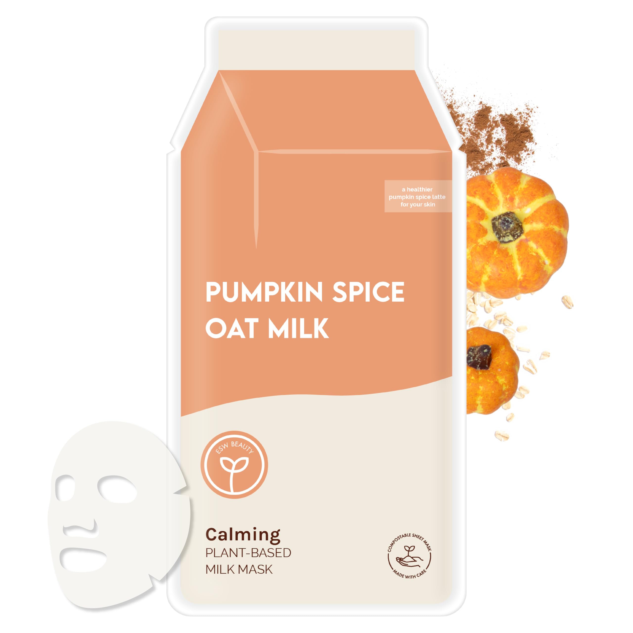 ESW Beauty Pumpkin Spice Oat Milk Face Mask, Korean Skin Care, 1 - Product Imagery