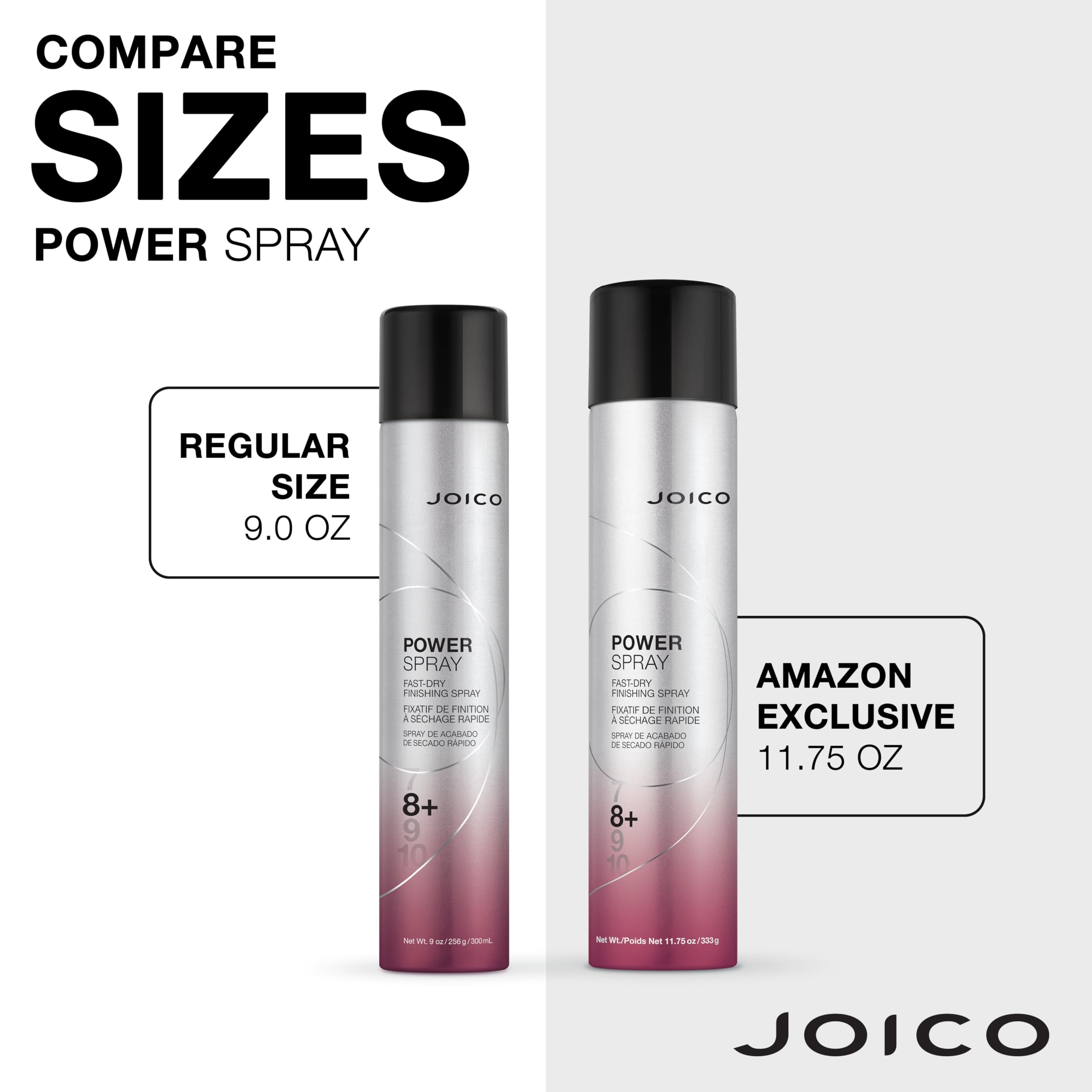 Joico Power Spray fast-dry finishing hair spray in 11.75 oz bottle, providing strong hold and quick-dry styling for all hair types.