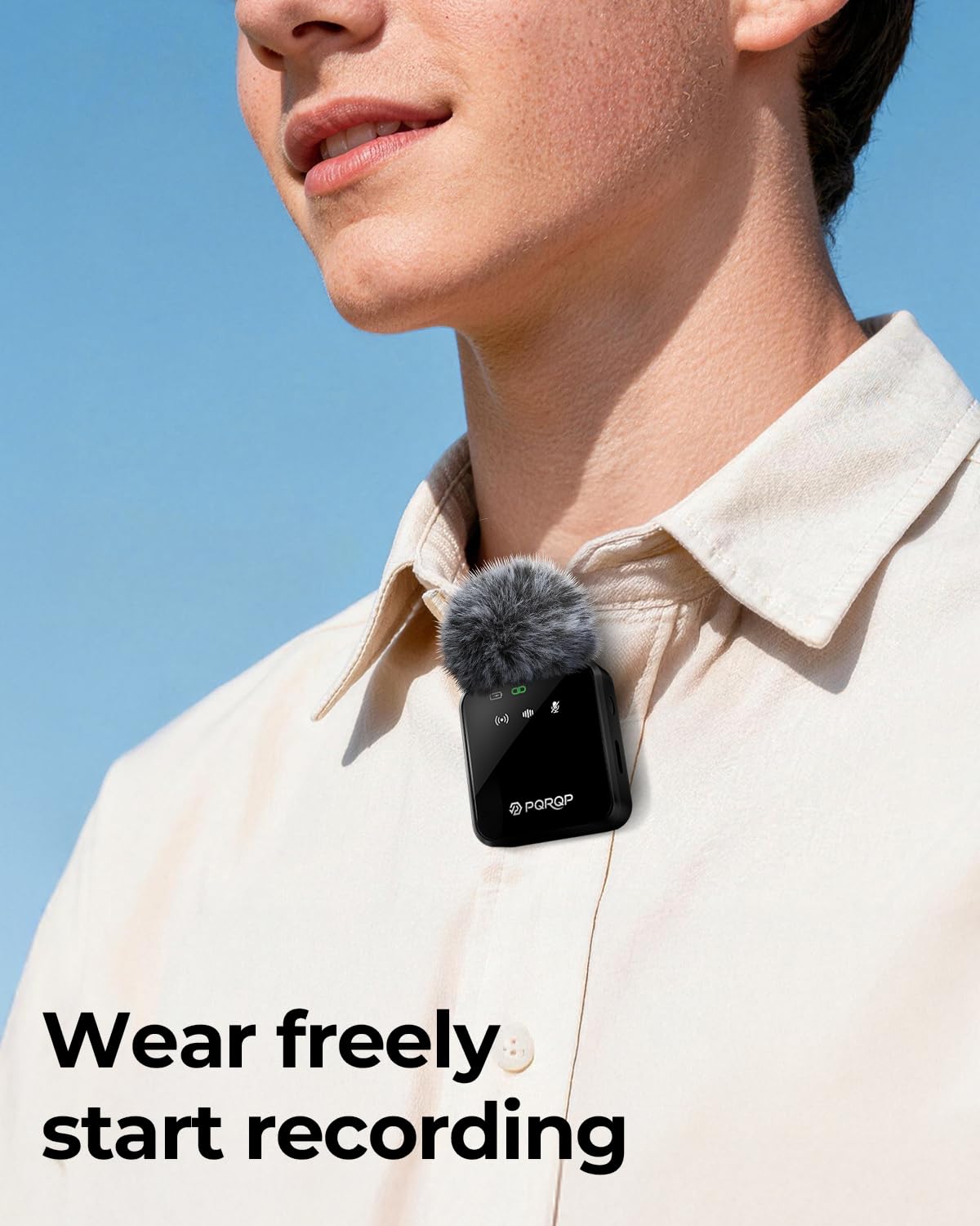 PQRQP 3 in 1 Wireless Mini Microphone for iPhone, Android, Camera,328ft Range, 18H Battery Life,High-Fidelity Audio Clip