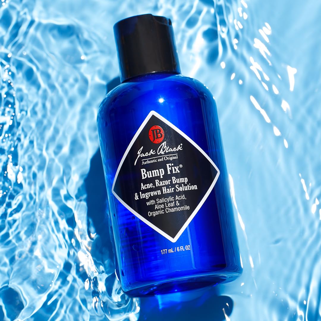 Jack Black Bump Fix bottle, 6 oz, a men's shaving agent for treating acne, razor bumps, and ingrown hairs with moisturizing serum.