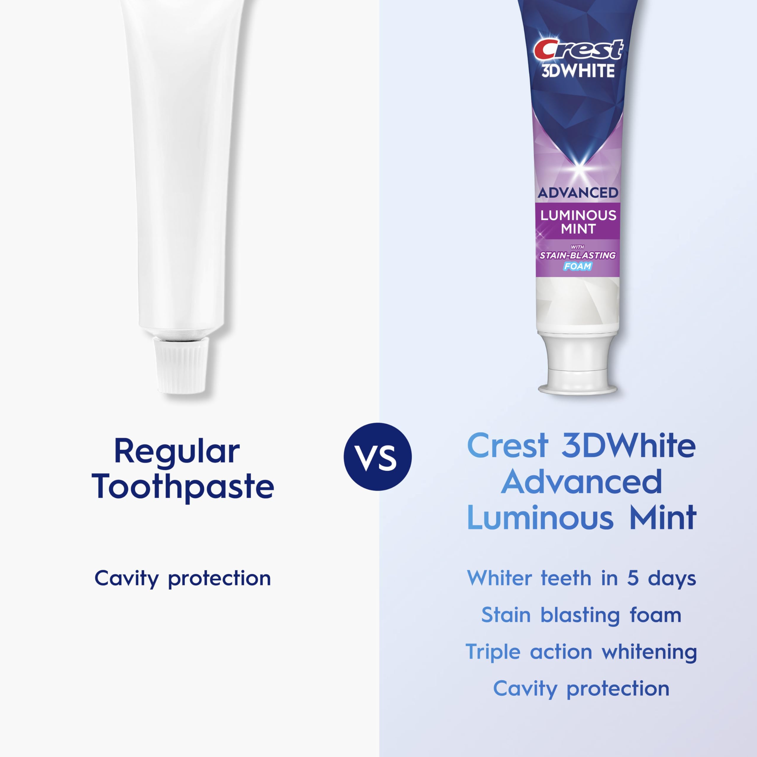 Crest 3D White Advanced, Teeth Whitening Toothpaste for Adults, 3.7 oz, 4 Pack, Cavity Protection Fluoride Toothpaste, Strengthens Enamel, Travel Size Toiletries