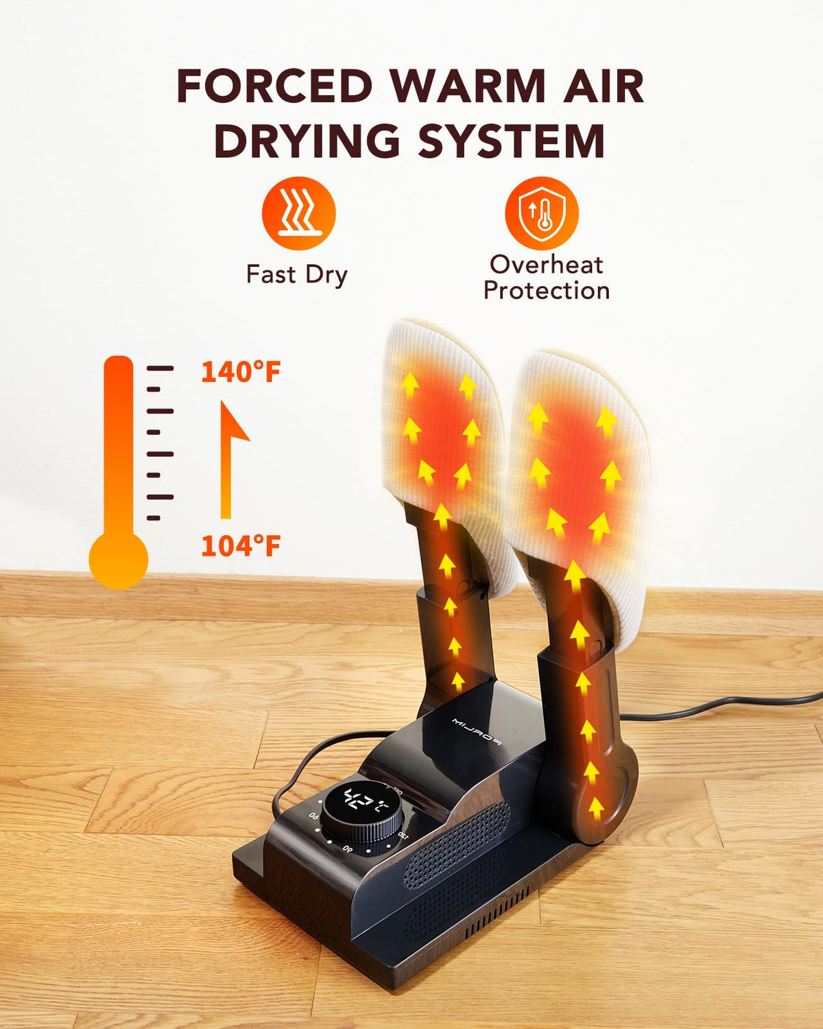 FORLIM Shoe & Boot Dryer for Work Boots, Forced Air, 2-Hour Timer, Black – alternate angle