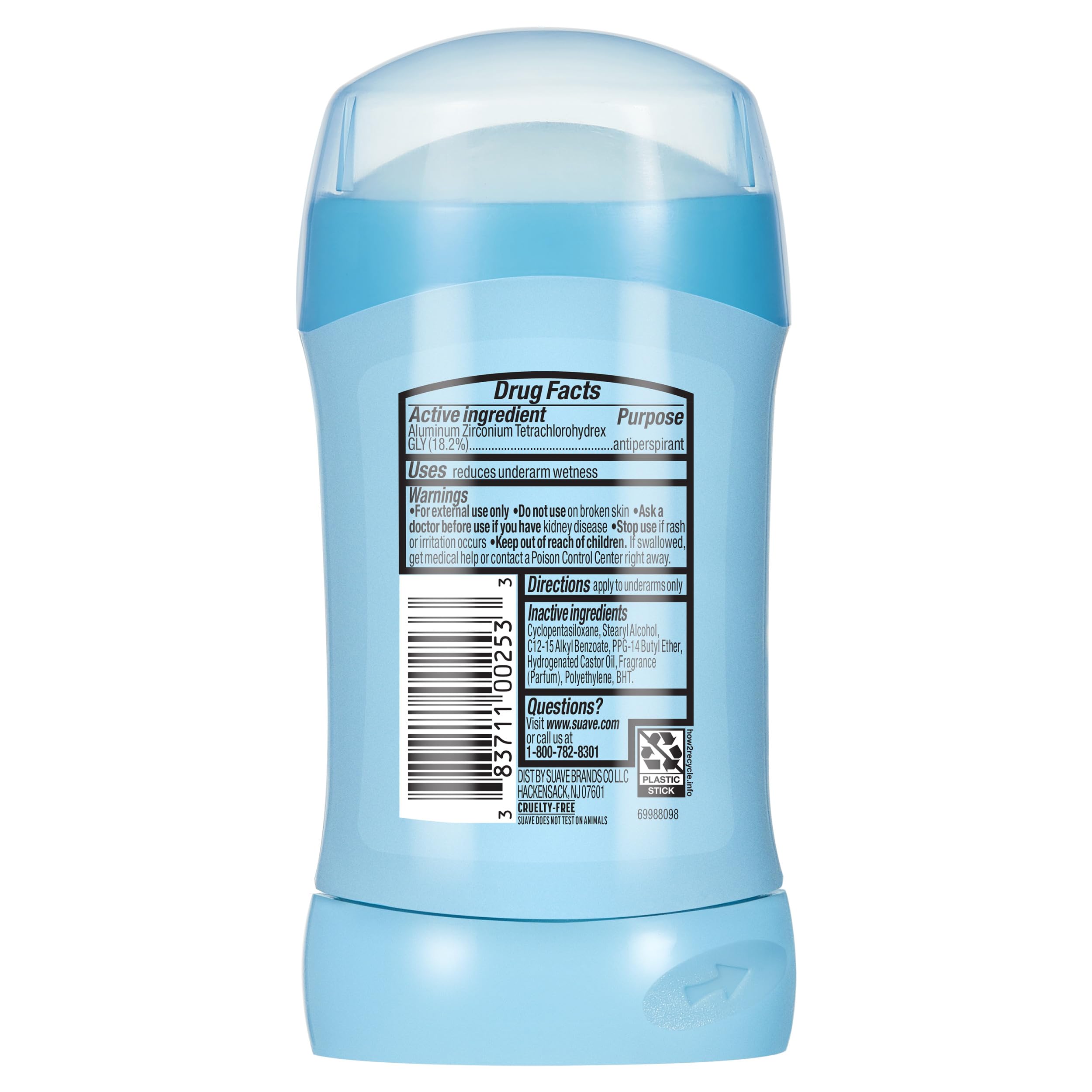 Suave women's antiperspirant deodorant powder in 1.2oz size, 12-pack, with a white and purple container showing the product label.