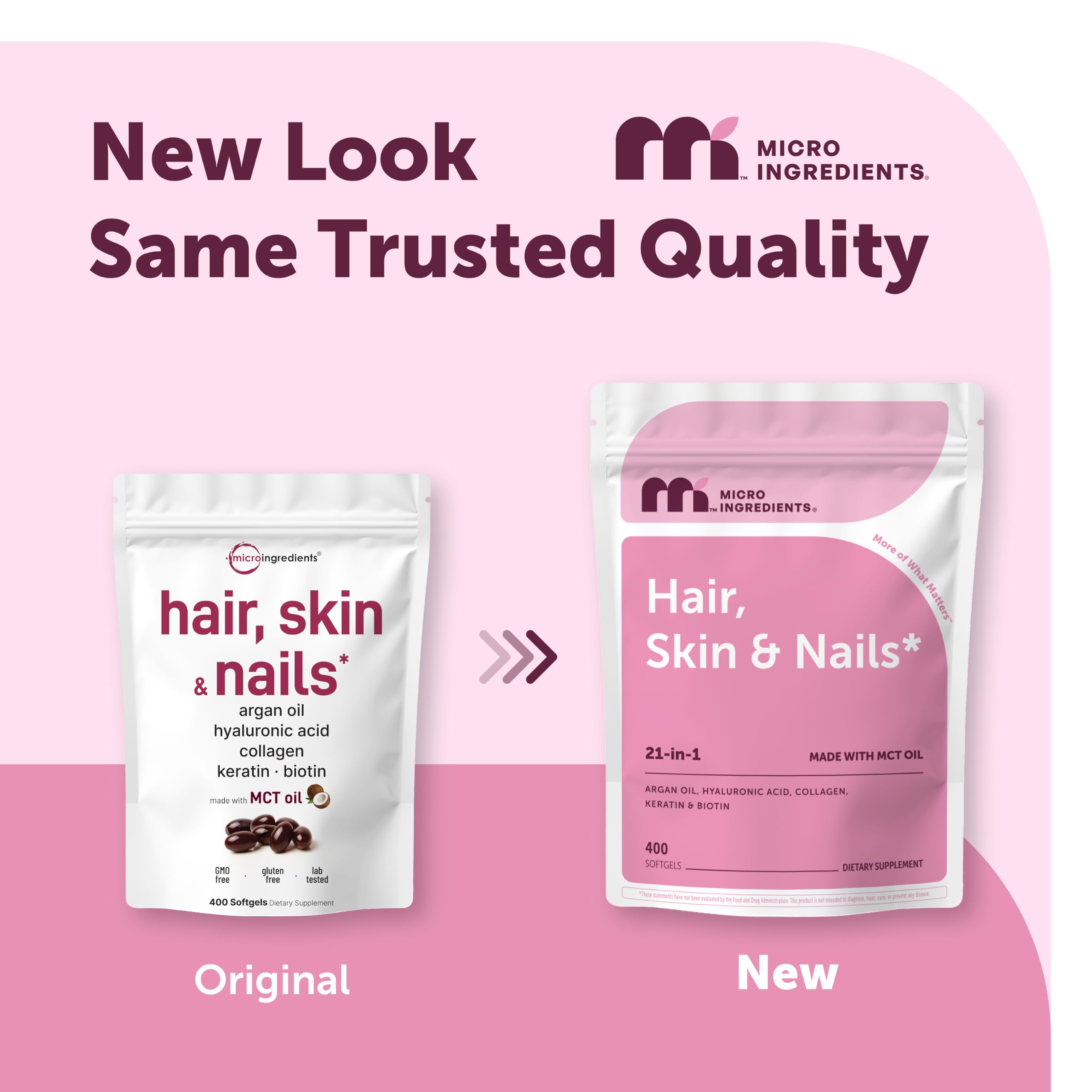Micro Ingredients 21-in-1 Hair Skin Nails Softgels 400ct