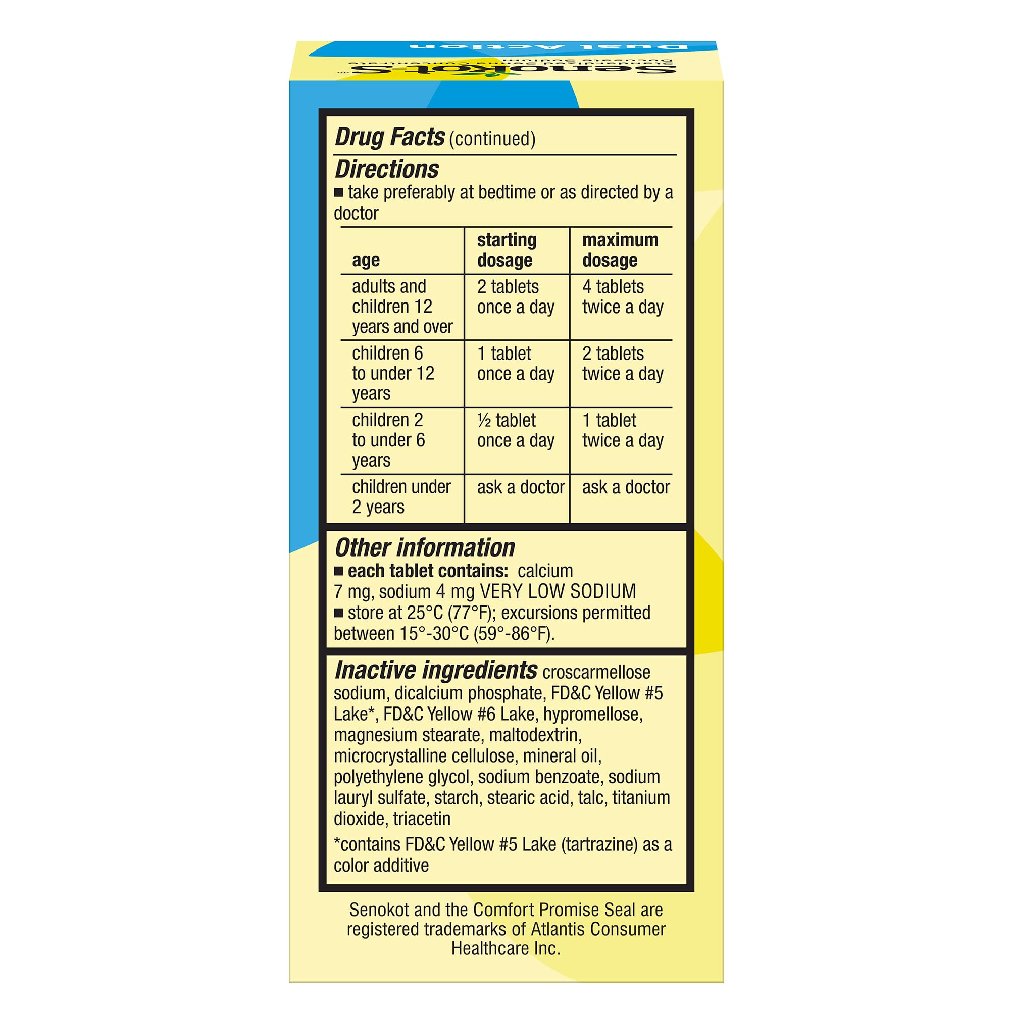 Senokot-S Dual Action 60 Tablets, Natural Vegetable Laxative Ingredient Plus Stool Softener Tablets, Gentle Dependable Overnight Relief of Occasional constipation White