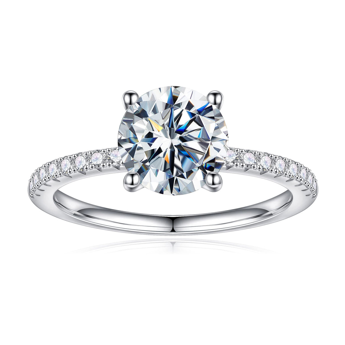 Turandoss 1.5CT Moissanite Rings for Women, D Color VVS1 Clarity Brilliant Round Cut Solitaire Lab Created Moissanite Ri