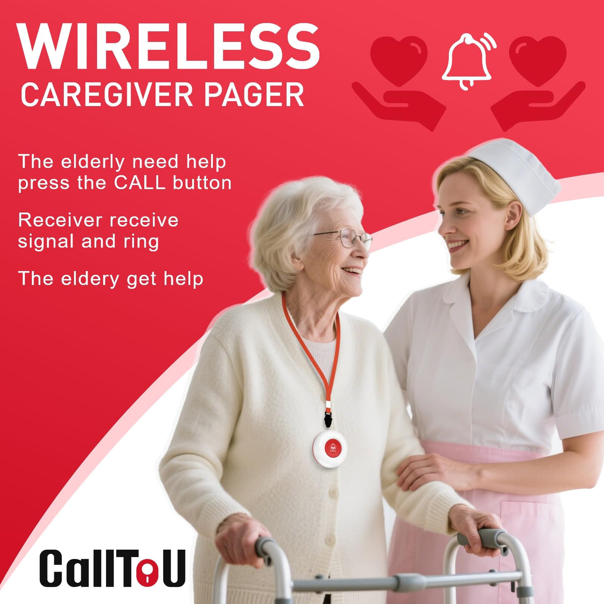 CallToU Wireless Caregiver Pager Alert Button for Seniors - CallToU Official Imagery - 3