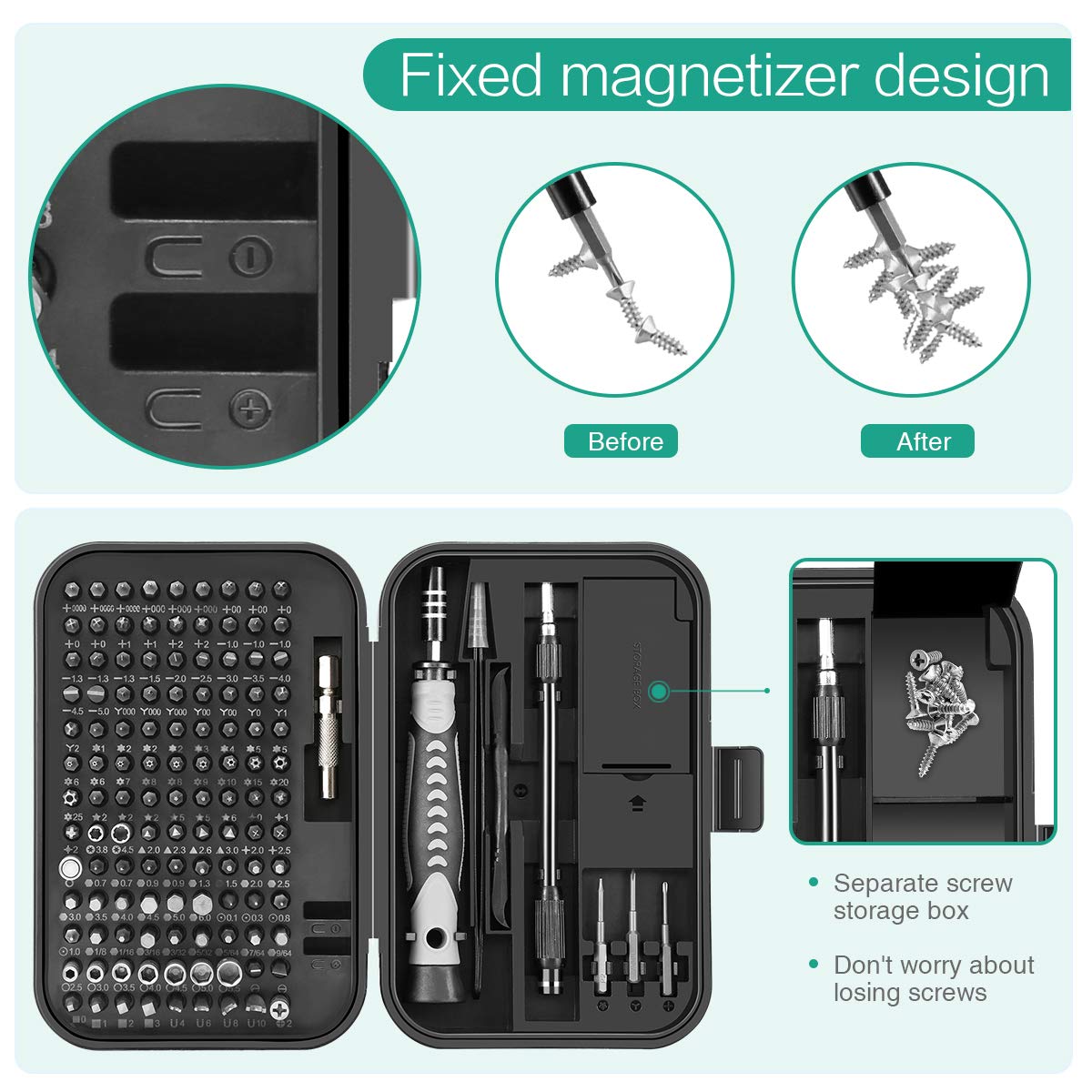 ORIA Precision Screwdriver Set, 130 in 1 Magnetic Screwdriver Kit with 120 Screwdriver Bits(117 PCS 28mm, 3 PCS 35mm), R