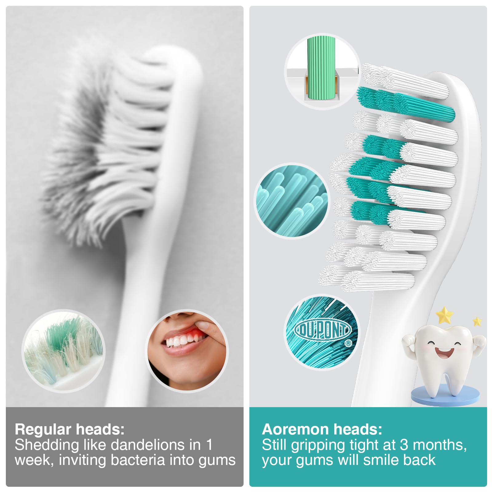 Aoremon replacement toothbrush heads for Philips Sonicare E-Series, set of 8, compatible electric toothbrush replacement heads.