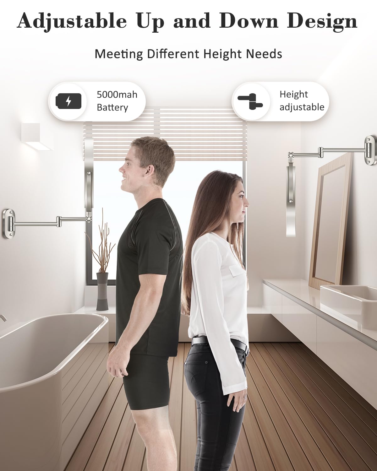 vpu 20X 9" Wall Mounted Magnifying Makeup Mirror with Light Height Adjustable – product photo (Makeup Mirrors)
