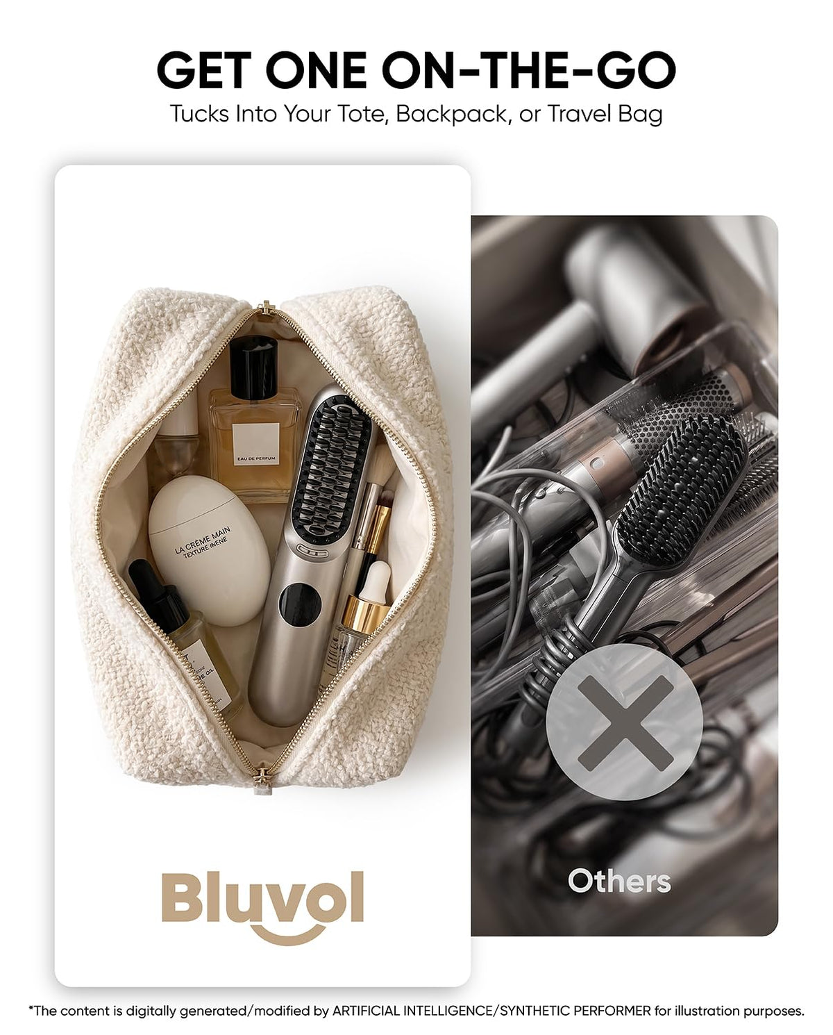 Bluvol I11 Apex Cordless Straightening Comb, Touch-Up Tool with Travel Lock – close-up detail in Starlight
