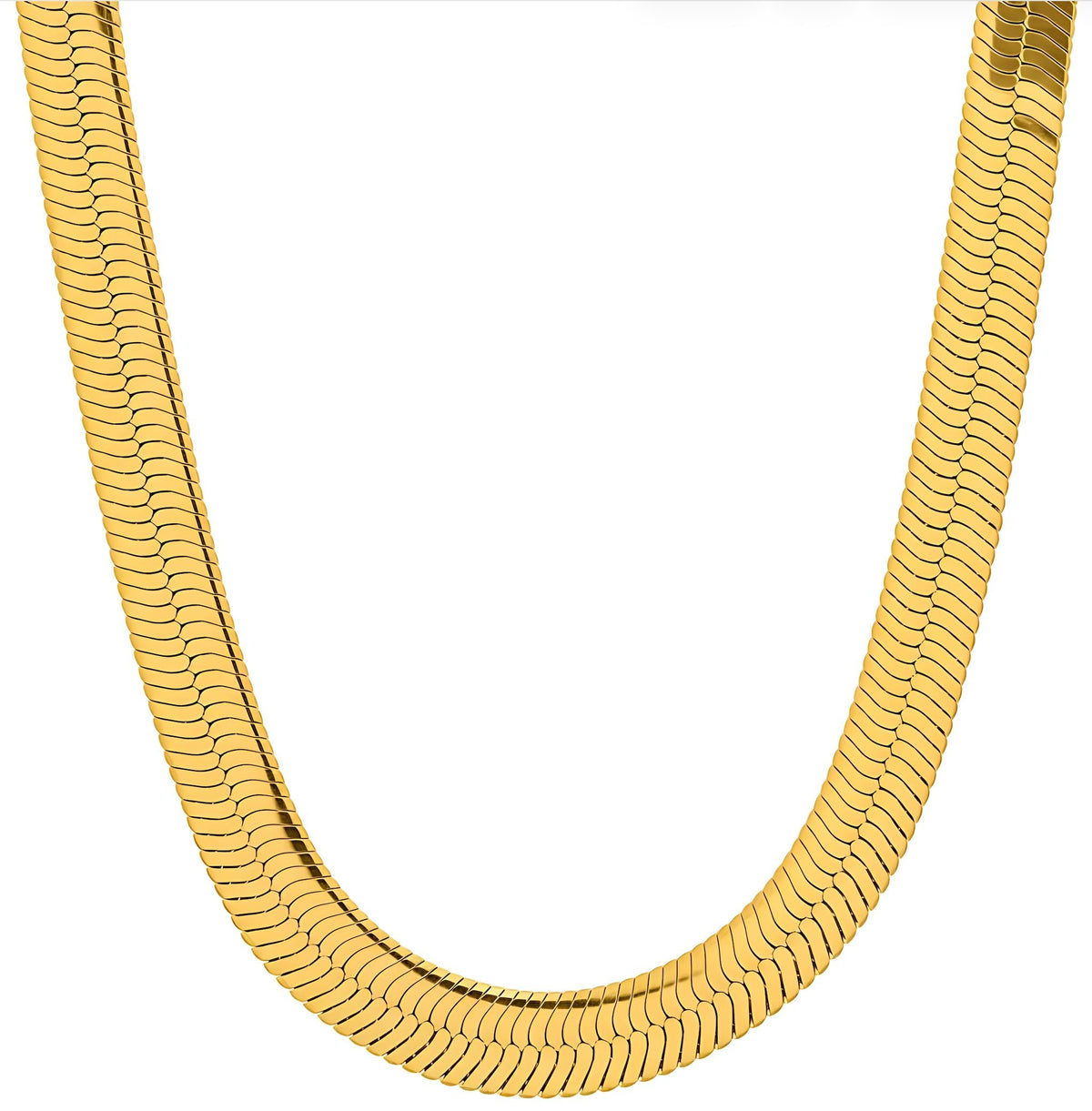 LIFETIME JEWELRY 7mm Gold Herringbone Necklace for Women - Flexible Kink-Resistant Chain with 10X More Real 24K Gold Pla