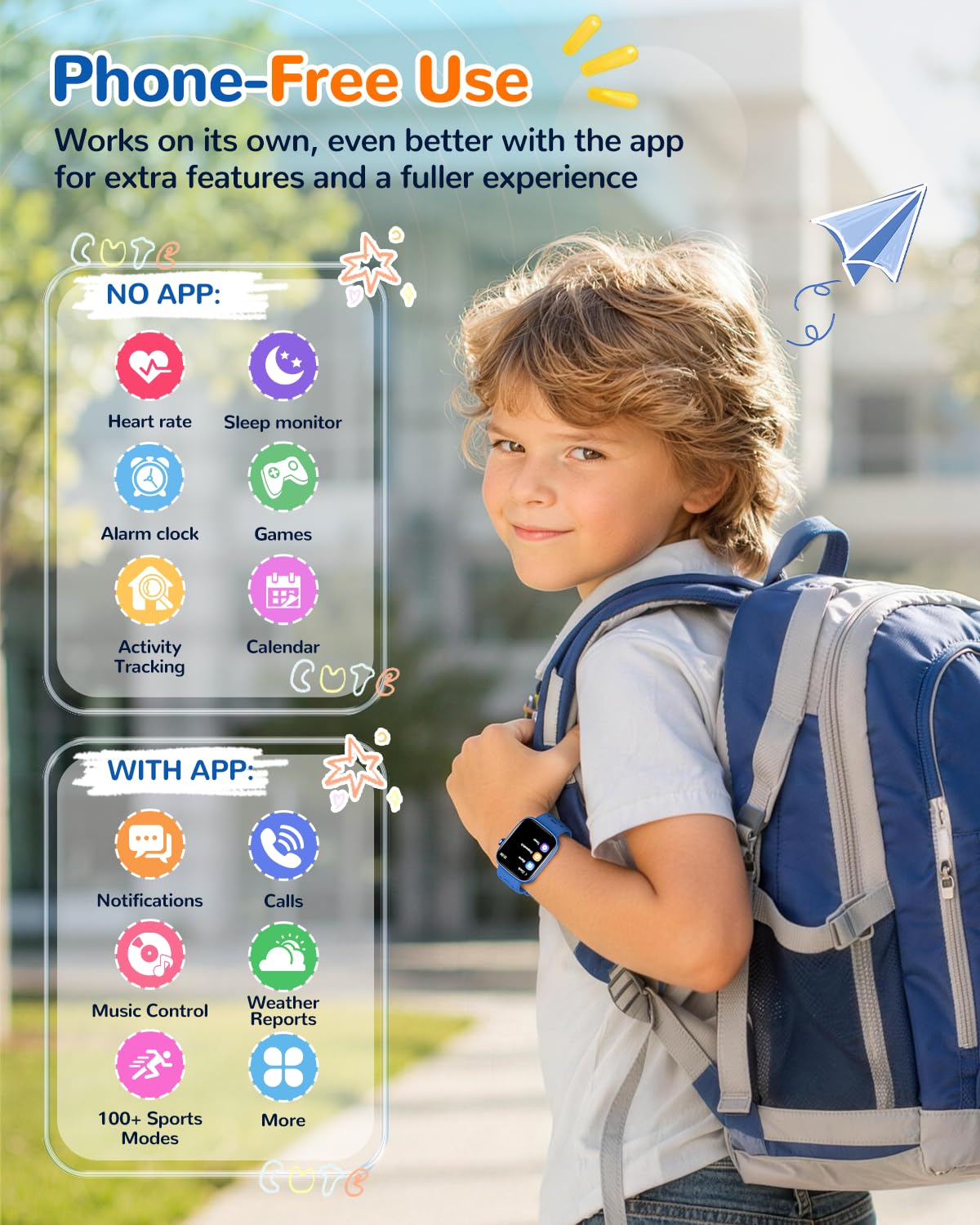 Sanorum No App Fitness Tracker for Kids Gift ,Smart Watch Toys with 7 Puzzle Games