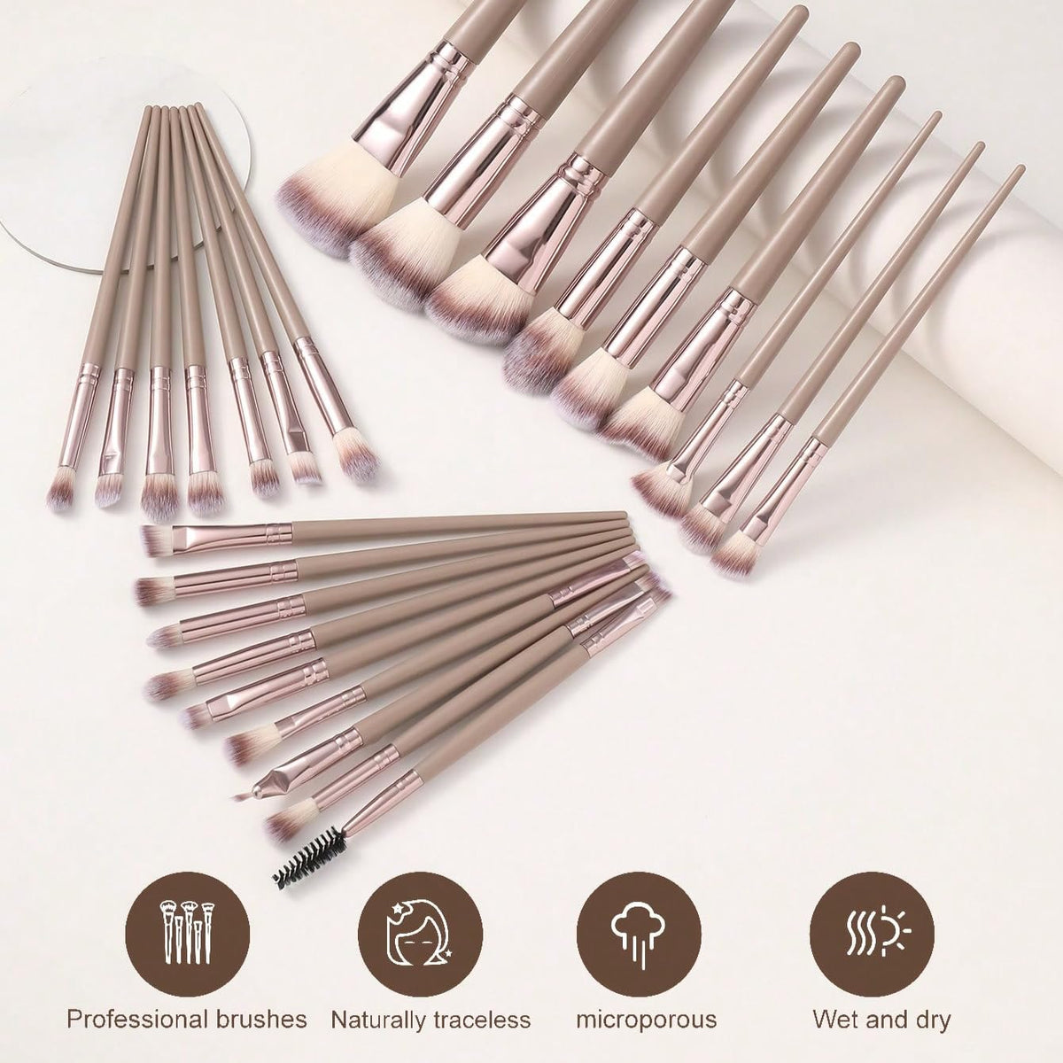 HGHDBT 42Pcs Brown Makeup Brushes Set Professional Premium Synthetic for Blush Foundation Eye Shadow Concealer Powder Ey