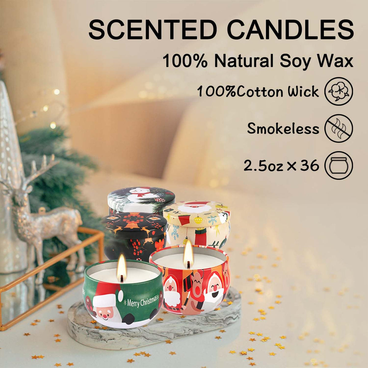 YOROXRG 36 Pack Christmas Scented Candles Gift Set 2 5oz - YOROXRG Official Imagery - 7