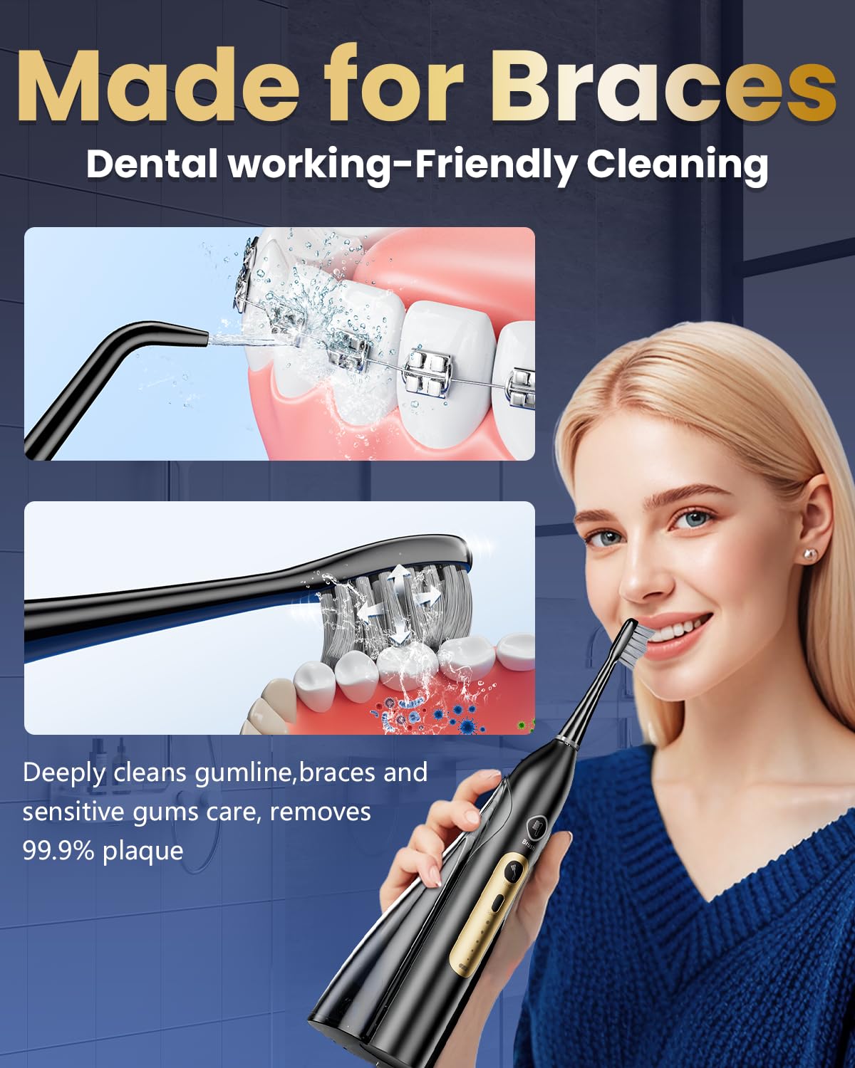 Electric Toothbrush with Water Flosser 5 Speeds 3 Modes - Ducard Official Imagery - 7
