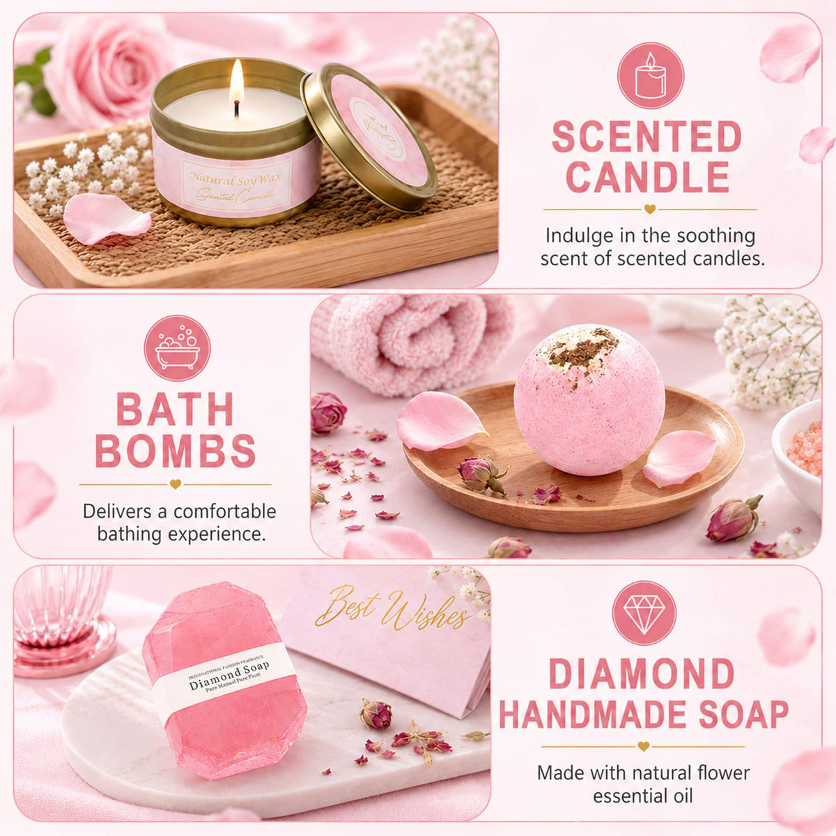 14 Pcs Birthday Gifts for Women Relaxing SPA Robe Sets - gisgfim Official Imagery - 4