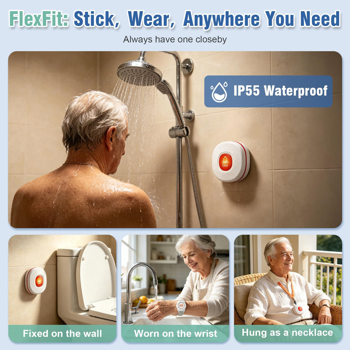 WiFi Caregiver Call Button Calls Phone 2Button 1 Wrist 1 - Daytech Official Imagery - 8