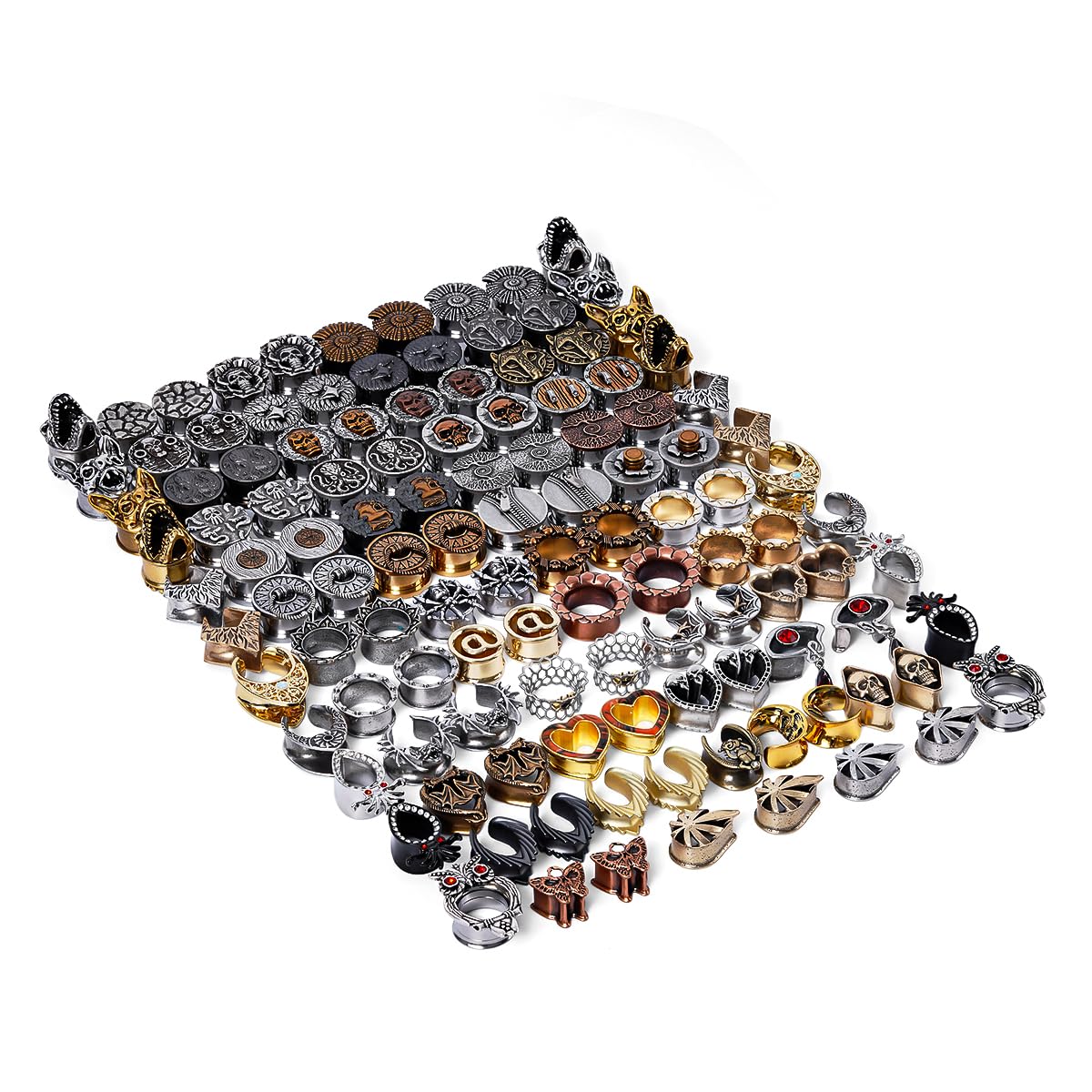 ERKUOO 10 Pairs Ear Tunnels Plugs Gauges Set Random Color Gothic Ear Stretching Kit Saddle Expander Ear Plugs for Women 