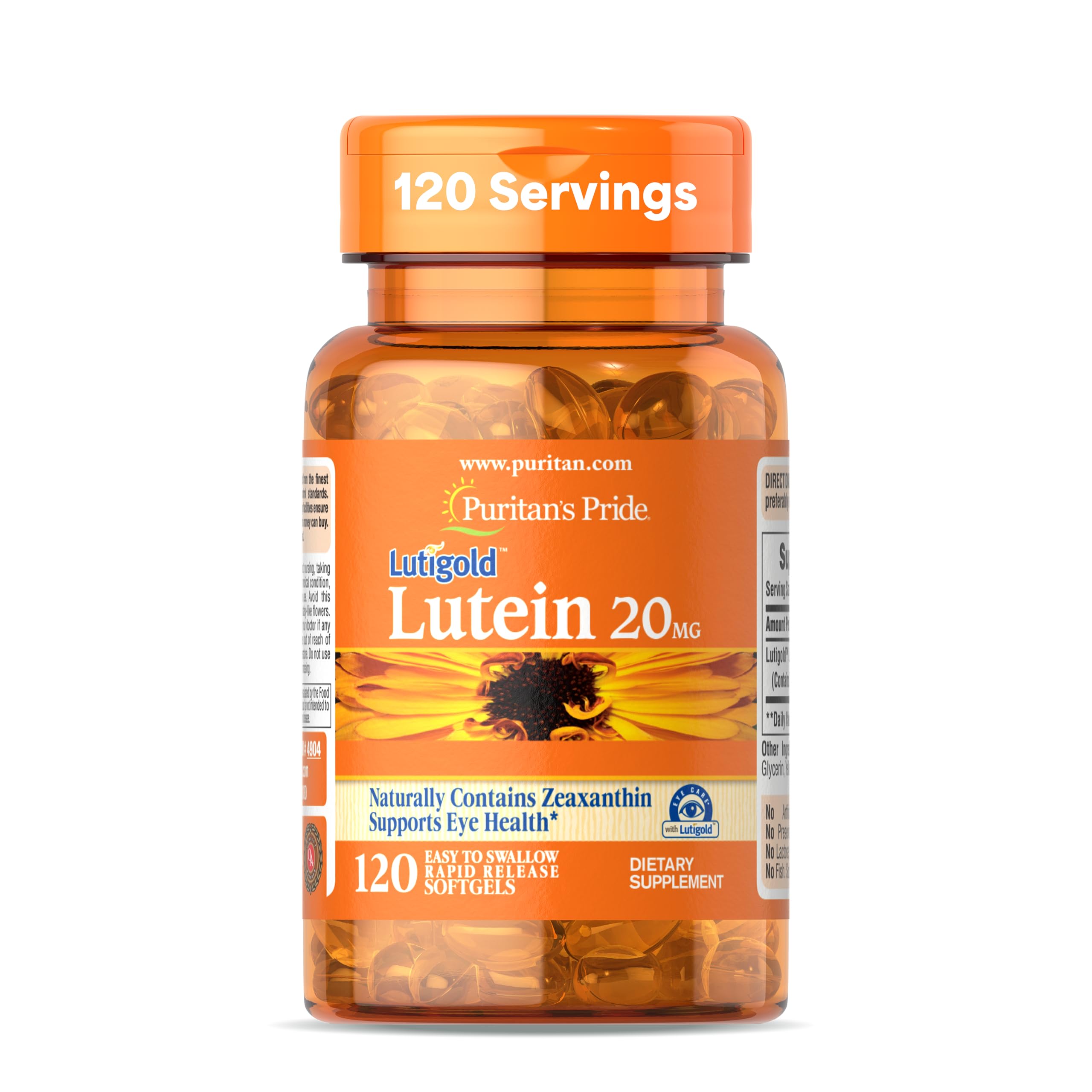 Puritan's Pride Premium Lutigold™ Lutein Carotenoid 20mg with - Product Imagery