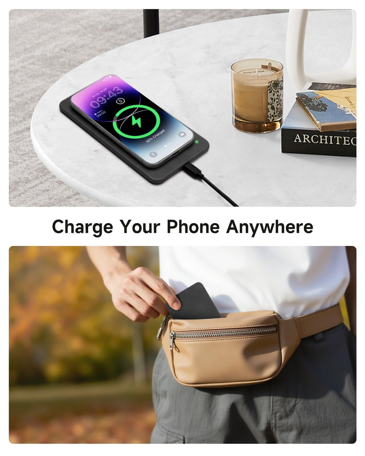 wireless future charger Valet Tray, Built in Wireless Charging Pad, Nightstand Organizer – full view