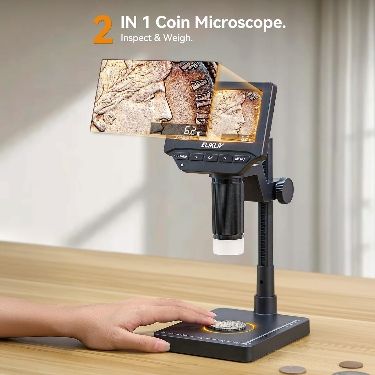 Elikliv EDM4C Coin Microscope with Scale 4 3 Weighing - Elikliv Official Imagery - 3